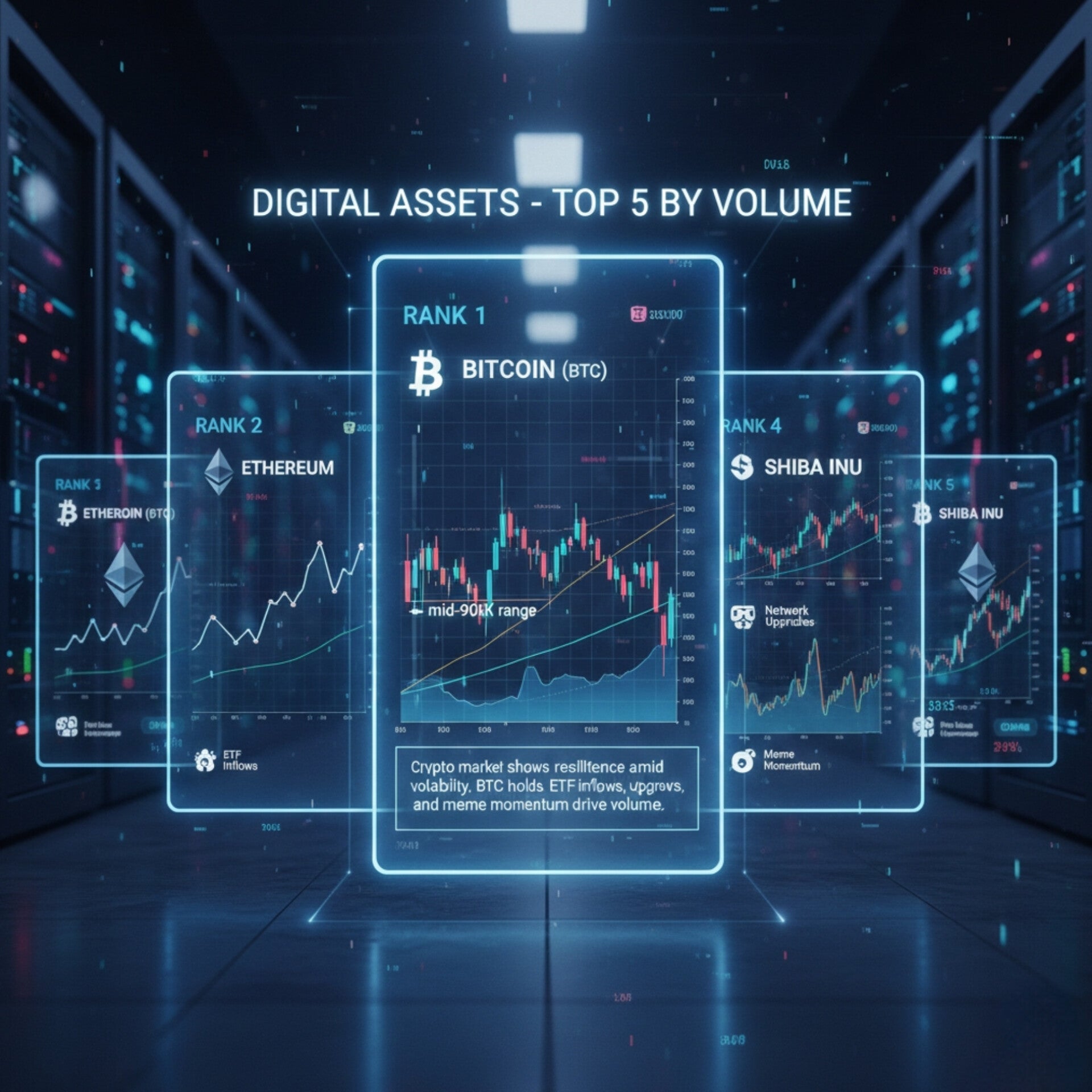 Top 5 Digital Assets (Cryptocurrencies) by combined spot + perpetuals volume last week