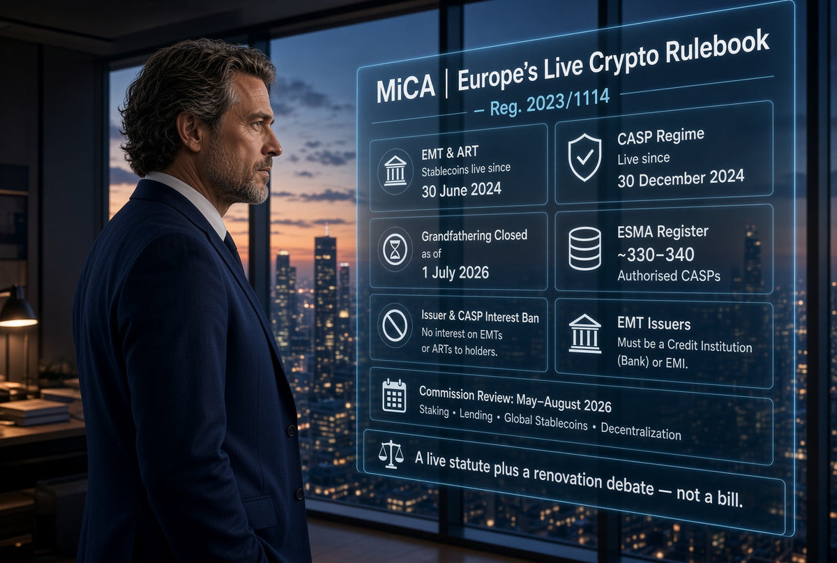 MiCA Is Live — Europe Already Built the Rulebook the U.S. Is Debating